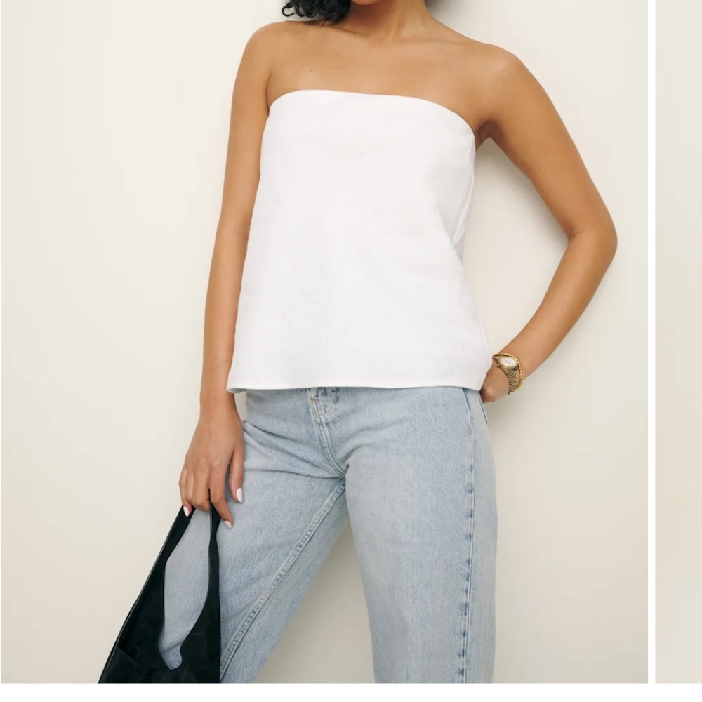 Reformation White Strapless Top